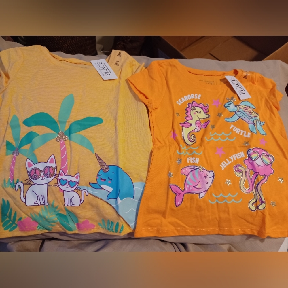 The Children's Place Yellow and Orange Sea Creature Tees